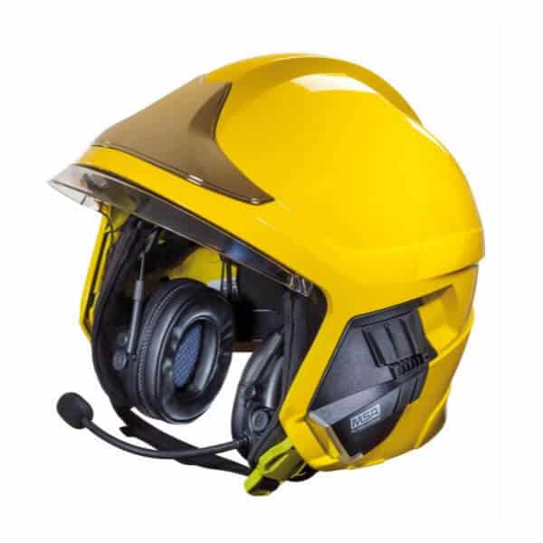 Audio headset for firefighters' helmet